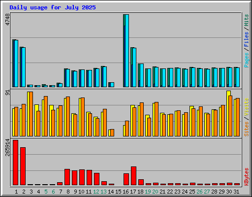 Daily usage for July 2025